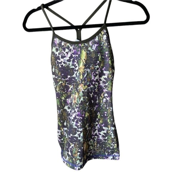 Lululemon Women’s Power Y Green Luon Retro Floral Athletic Workout Tank Size 2 - Picture 1 of 5